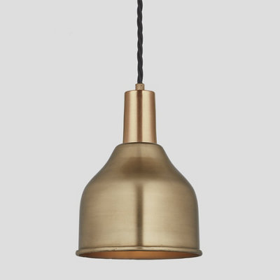 Industville Sleek Cone Pendant, 7 Inch, Brass, Brass Holder