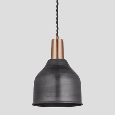 Industville Sleek Cone Pendant, 7 Inch, Pewter, Copper Holder