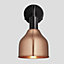 Industville Sleek Cone Wall Light, 7 Inch, Copper, Black Holder