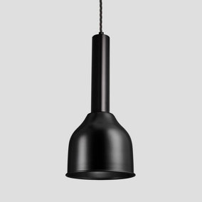 Industville Sleek Cylinder Cone Pendant Light, 7 Inch, Black, Black Holder