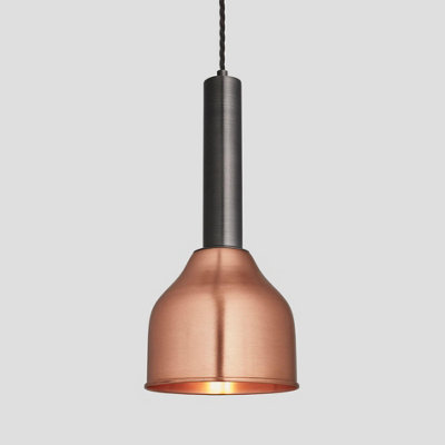 Industville Sleek Cylinder Cone Pendant Light, 7 Inch, Copper, Pewter Holder