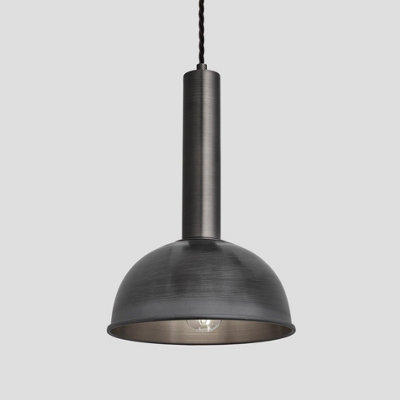 Industville Sleek Cylinder Dome Pendant Light, 8 Inch, Pewter, Pewter Holder