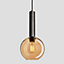 Industville Sleek Cylinder Tinted Glass Globe Pendant Light, 7 Inch, Amber, Pewter Holder