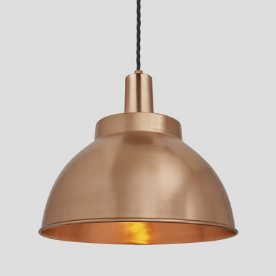 Industville Sleek Dome Pendant, 13 Inch, Copper, Copper Holder