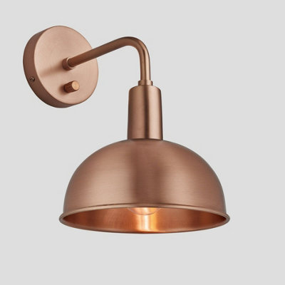 Industville Sleek Dome Wall Light, 8 Inch, Copper, Copper Holder