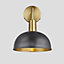 Industville Sleek Dome Wall Light, 8 Inch, Pewter & Brass, Brass Holder