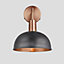 Industville Sleek Dome Wall Light, 8 Inch, Pewter & Copper, Copper Holder