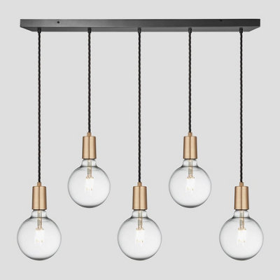 Industville Sleek Edison Cluster Lights, 5 Wire, Brass