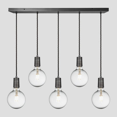 Industville Sleek Edison Cluster Lights, 5 Wire, Pewter