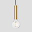 Industville Sleek Edison Cylinder Cord Set ES E27 Bulb Holder, Brass & Fabric Flex