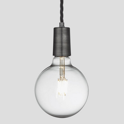 Industville Sleek Edison Pendant, 1 Wire, Pewter