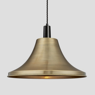 Industville Sleek Giant Bell Pendant, 20 Inch, Brass, Black Holder