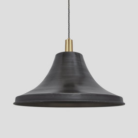 Industville Sleek Giant Bell Pendant, 20 Inch, Pewter, Brass Holder