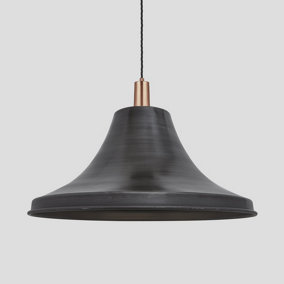 Industville Sleek Giant Bell Pendant, 20 Inch, Pewter, Copper Holder