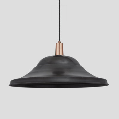 Industville Sleek Giant Hat Pendant, 21 Inch, Pewter, Copper Holder