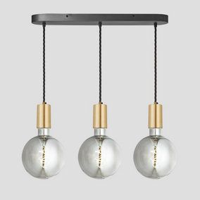 Industville Sleek Large Edison Oval Cluster Lights, 3 Wire, Brass