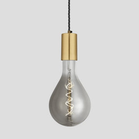 Industville Sleek Large Edison Pendant, 1 Wire, Brass