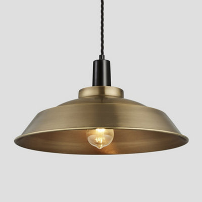 Industville Sleek Step Pendant, 16 Inch, Brass, Black Holder