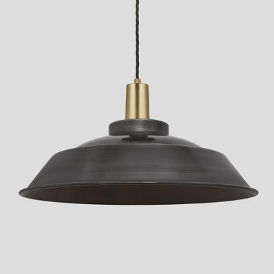 Industville Sleek Step Pendant, 16 Inch, Pewter, Brass Holder