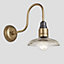 Industville Swan Neck Glass Dome Wall Light, 8 Inch, Brass