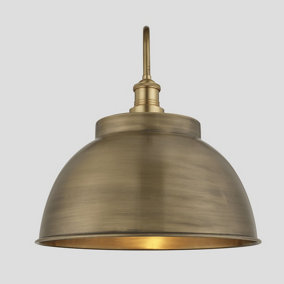 Industville Swan Neck Outdoor & Bathroom Dome Wall Light, 17 Inch, Brass, Brass Holder, Globe Glass