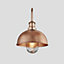 Industville Swan Neck Outdoor & Bathroom Dome Wall Light, 8 Inch, Copper, Copper Holder