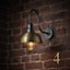 Industville Swan Neck Outdoor & Bathroom Dome Wall Light, 8 Inch, Pewter & Brass, Pewter Holder