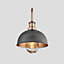 Industville Swan Neck Outdoor & Bathroom Dome Wall Light, 8 Inch, Pewter & Copper, Copper Holder