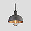 Industville Swan Neck Outdoor & Bathroom Dome Wall Light, 8 Inch, Pewter & Copper, Pewter Holder