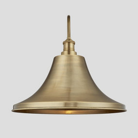 Industville Swan Neck Outdoor & Bathroom Giant Bell Wall Light, 20 Inch, Brass, Brass Holder, Globe Glass
