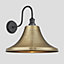 Industville Swan Neck Outdoor & Bathroom Giant Bell Wall Light, 20 Inch, Brass, Pewter Holder