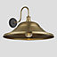 Industville Swan Neck Outdoor & Bathroom Giant Hat Wall Light, 21 Inch, Brass, Brass Holder