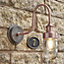 Industville Swan Neck Outdoor & Bathroom Wall Light, Copper, Tube Glass