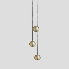 Industville The Globe Collection Pendant, 3 Wire, Brass