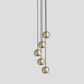 Industville The Globe Collection Pendant, 5 Wire, Brass