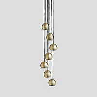 Industville The Globe Collection Pendant, 7 Wire, Brass