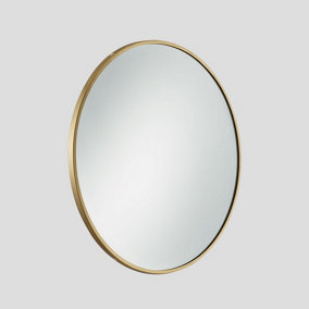 Industville Urban Round Wall Mirror, 24 inch, Brass Frame