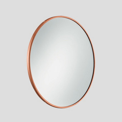 Industville Urban Round Wall Mirror, 24 inch, Copper Frame