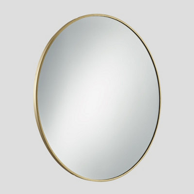 Industville Urban Round Wall Mirror, 31 inch, Brass Frame