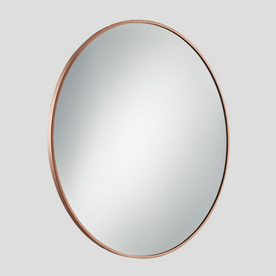 Industville Urban Round Wall Mirror, 31 inch, Copper Frame