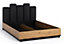 Ines 05 Elegant Bed - Modern Artisan Oak & Black with Upholstered Headboard - W1670mm x H1165mm x D2170mm