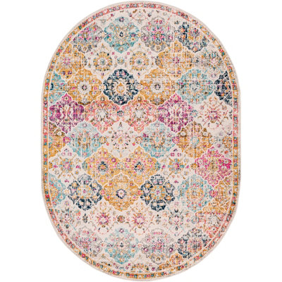 INES Oval Vintage Traditional Oriental Boho Saffron/Burnt Orange Area Rug 200 x 275 cm