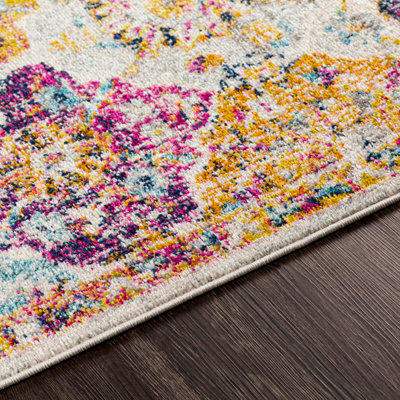 INES Oval Vintage Traditional Oriental Boho Saffron/Burnt Orange Area Rug 200 x 275 cm