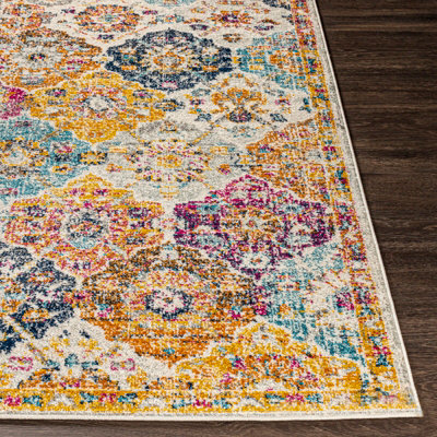 INES Oval Vintage Traditional Oriental Boho Saffron/Burnt Orange Area Rug 200 x 275 cm