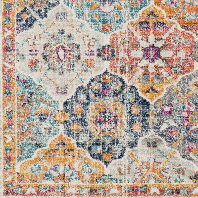 INES Oval Vintage Traditional Oriental Boho Saffron/Burnt Orange Area Rug 200 x 275 cm
