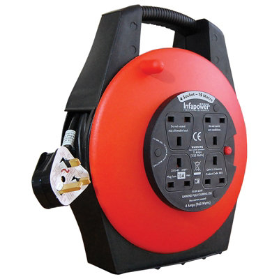 Infapower 4 Socket 13 Amp 15 Metre Enclosed Drum