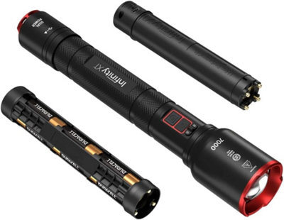Infinity X1 7000L Dual Power Rechargeable Flashlight CREE LED Torch UK