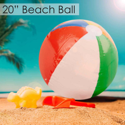 Inflatable 20 Inch Beach Ball 6 Panel Multi Coloured Shiny Toy Wild n Wet