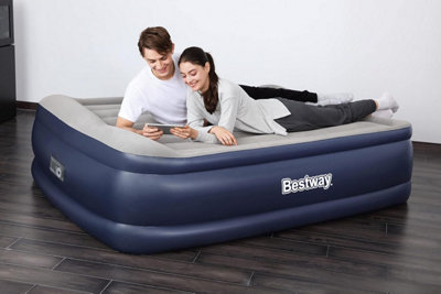 Inflatable Airbed Mattress, Bestway Tritech w/ Built-In Pump & Carry Bag, Queen