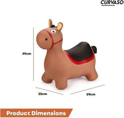 Inflatable Animal Space Hopper Ride On Toy with Pump Brown Donkey